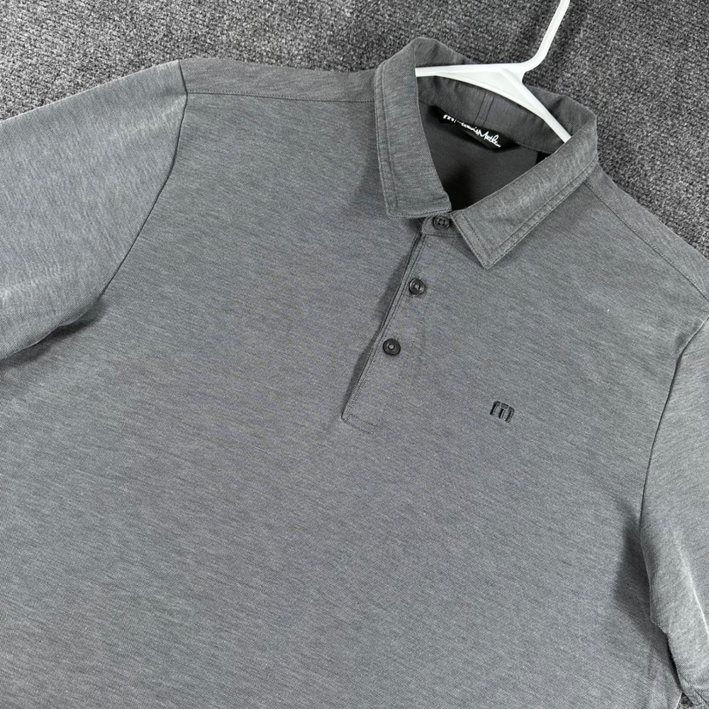 Travis Mathew Polo Shirt‎ Mens L Large Grey Heathered Short Sleeve Golf Casual
